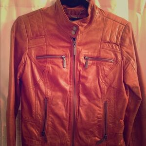 Bernardo Burnt Orange Leather Jacket